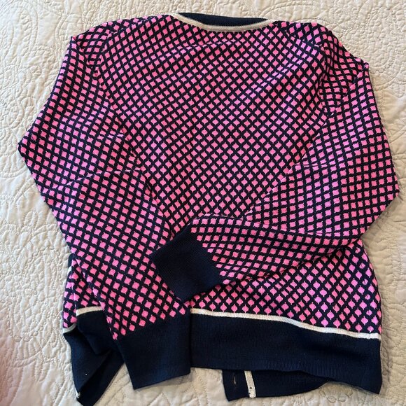 J. Crew Collection Italian Cashmere Cardigan Navy /Pink Women’s Sz Small - Picture 3 of 5